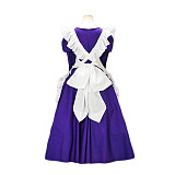 Handmade Lockable Cotton Sissy Maid Dress – Purple & White Long Crossdressing Outfit [G1616]