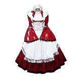 Handmade Lockable Sissy Maid Dress – Red & White Thin PVC Long Crossdressing Costume with Black Trim [G1638]