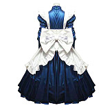 Handmade Lockable Sissy Maid Dress – Navy Blue & White Thin PVC Long Crossdressing Costume [G1637]