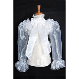 Handmade Lockable Sissy Maid Blouse – White Organza Crossdressing Sheer Top [G1626]