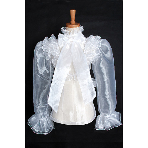 Handmade Lockable Sissy Maid Blouse – White Organza Crossdressing Sheer Top [G1626]