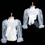 Handmade Lockable Sissy Maid Blouse – White Organza Crossdressing Sheer Top [G1626]