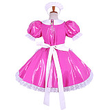 Handmade Lockable Sissy Maid Dress – Pink Thin PVC Crossdressing Costume [G1623]