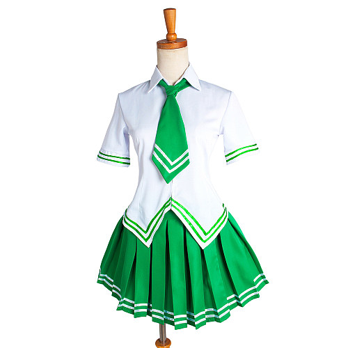Handmade Cotton School Uniform Green & White Student Set [G1640]
