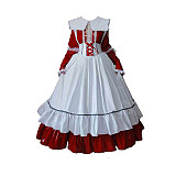 Handmade Lockable Sissy Maid Dress – Red & White Thin PVC Long Crossdressing Costume [G1634]