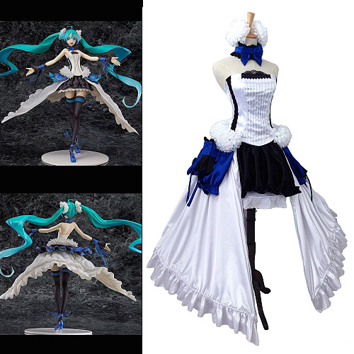 Hatsune Miku Snow Miku 2017 Cosplay Handmade Satin Dress [G1624]