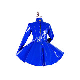 Lockable Sissy Maid Blue Heavy PVC Dress with High Collar [G1754]