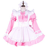 Lockable Sissy Maid Pink & White Cotton Dress with Apron [G1746]