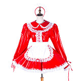 Lockable Sissy Maid Red & White Heavy PVC Dress with Apron [G1751]