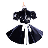 Handmade Lockable Sissy Maid Dress – Black Heavy PVC Short Crossdressing Costume [G1654]
