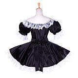 Sissy Maid Black & White Satin Dress with Lace Apron [G1758]