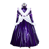 Lockable Sissy Maid Purple & White Thin PVC Long Dress with Apron [G1750]