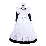 Lockable Sissy Maid Black & White Cotton Long Dress with Apron [G1753]