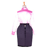 Lockable Sissy Maid Satin Blouse & Black Skirt Set [G1762]