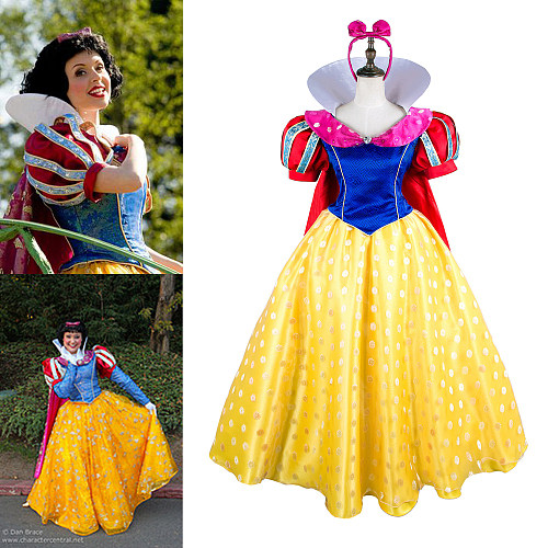Snow White Cosplay Yellow Blue Red Brocade Handmade Dress [G1779]