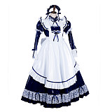 Handmade Lockable Sissy Maid Long Dress – Navy Blue & White Thin PVC Crossdressing Outfit [G1803]