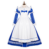 Handmade Lockable Sissy Maid Long Dress – Blue & White Thin PVC Crossdressing Outfit [G1785]