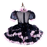 Handmade Lockable Sissy Maid Dress – Black & Pink Organza Crossdressing Outfit [G1798]