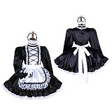 Handmade Lockable Sissy Maid Dress – Black & White Satin Crossdressing Outfit [G1776]