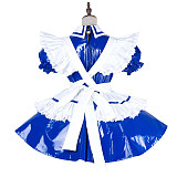 Handmade Lockable Blue & White Sissy Maid Dress – Thin PVC Crossdressing Outfit [G1991]
