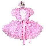 Handmade Lockable Pink Sissy Maid Dress – Organza Crossdressing Outfit [G1988]