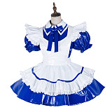 Handmade Lockable Blue & White Sissy Maid Dress – Thin PVC Crossdressing Outfit [G1991]