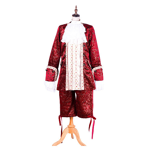 Handmade Brocade Venetian Carnival Medieval Gown Men’s Costume in Red [G1876]