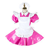 Handmade Lockable Pink & White Sissy Maid Dress – Thin PVC Crossdressing Outfit [G2008]