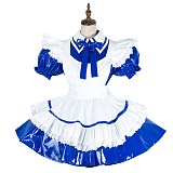 Handmade Lockable Blue & White Sissy Maid Dress – Thin PVC Crossdressing Outfit [G1991]