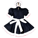 Fondcosplay Lockable Black Cotton French Sissy Maid Crossdressing Dress with White Apron [G2154]