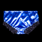 Handmade Sissy Satin Panties – Blue Satin with Black Lace Trim [G2062]