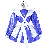 Handmade Sissy Maid Dress – Lockable Blue & White Heavy PVC French Maid Costume [G2049]