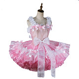 Fondcosplay Handmade Pink Organza Sissy Maid Crossdressing Dress [G2129]