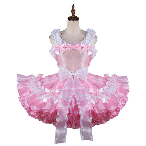 Fondcosplay Handmade Pink Organza Sissy Maid Crossdressing Dress [G2129]