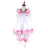 Handmade Sissy Satin Bloomers Set – White & Pink Satin Lingerie with Lace and Bows [G2055]