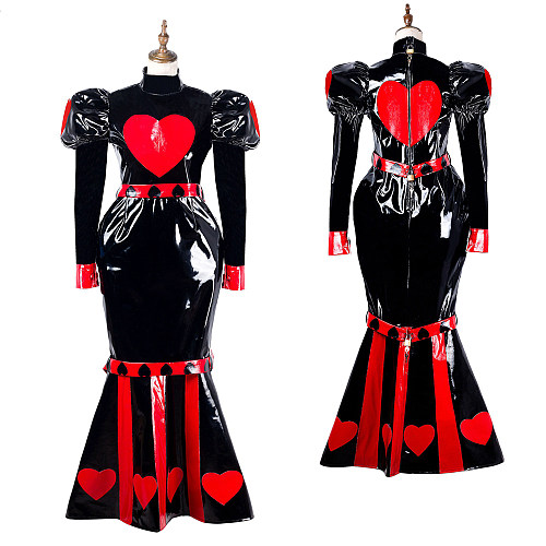 fondcosplay Lockable Sissy Maid Crossdressing Queen of Hearts Mermaid Dress Heavy PVC [G2178]