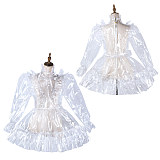 fondcosplay Lockable Clear PVC Sissy Maid Crossdressing Dress with Ruffles [G2179]