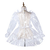 fondcosplay Lockable Clear PVC Sissy Maid Crossdressing Dress with Ruffles [G2179]