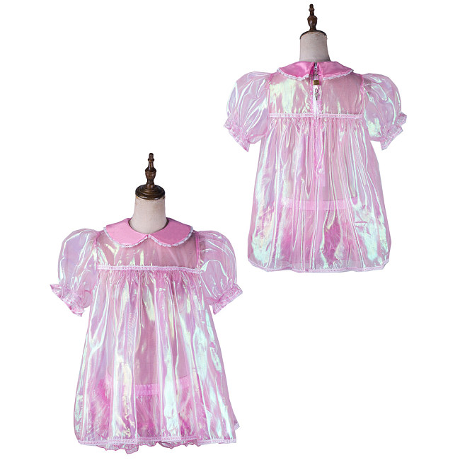 Fondcosplay Pink Organza Lockable Sissy Baby Maid Dress with Optional Panties [G2172]