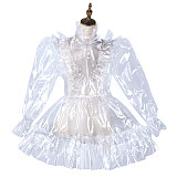 fondcosplay Lockable Clear PVC Sissy Maid Crossdressing Dress with Ruffles [G2179]