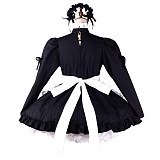 fondcosplay Lockable Cotton Black and White Classic Sissy Maid Crossdressing Dress with Apron and Headpiece [G2203]