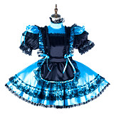 fondcosplay Lockable Satin Sissy Maid Crossdressing Dress with Lace and Apron [G2181]