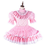 fondcosplay Lockable Lace Pink Sissy Maid Crossdressing Dress with Ruffles [G2190]