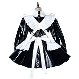 Fondcosplay Lockable Heavy PVC Black and White Sissy Maid Crossdressing Dress with Heart Apron [G2170]