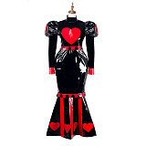 fondcosplay Lockable Sissy Maid Crossdressing Queen of Hearts Mermaid Dress Heavy PVC [G2178]