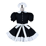 fondcosplay Black White Cotton Sissy Maid Dress Crossdressing Cosplay Costume [G2273]