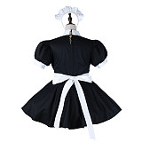 fondcosplay Lockable Black White Cotton Sissy Maid Dress Heart Cutout Crossdressing Cosplay Costume [G2277]