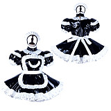 Fondcosplay Lockable Sissy Maid Crossdressing Black Thin PVC French Maid Dress Costume with Apron [G2245]