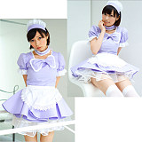 fondcosplay Lockable Cotton Purple Sissy Maid Crossdressing Dress with Apron and Headpiece [G2223]