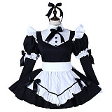 fondcosplay Lockable Black White Cotton Sissy Maid Dress Crossdressing Cosplay Costume [G2275]